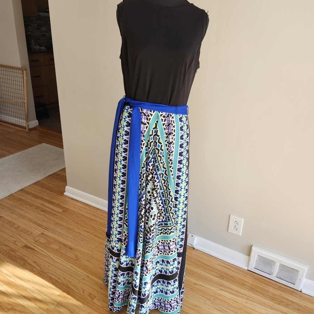 Eliza J Blue and Green Patterned Maxi Dress